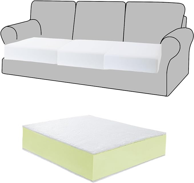 Upholstery Foam Padding with Polyester Batting, High Density Couch Cushion Replacement Insert with Dacron Fiber Layer,Replacement Sofa Cushions with Removable Cover,24"x27",5 Inch Thick,1 Pcs