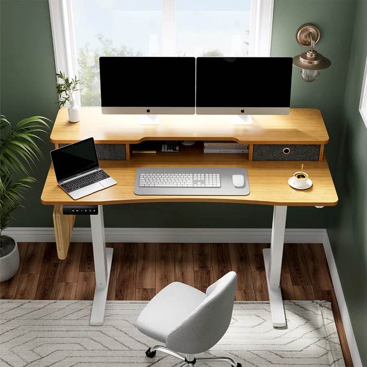 Cylan Height Adjustable Desk With Double-layer