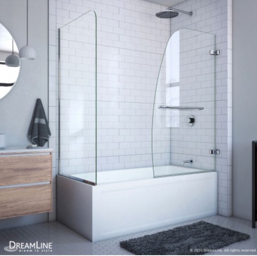 Aqua Uno 56" W x 58" H Hinged Semi-Frameless Tub Door (incomplete)