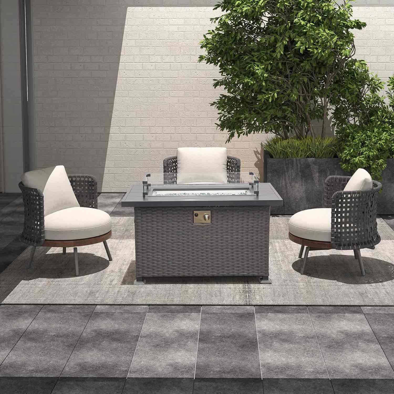 24.41'' H x 37'' W Aluminum Propane Outdoor Fire Pit Table with Lid (incomplete glass walls only)