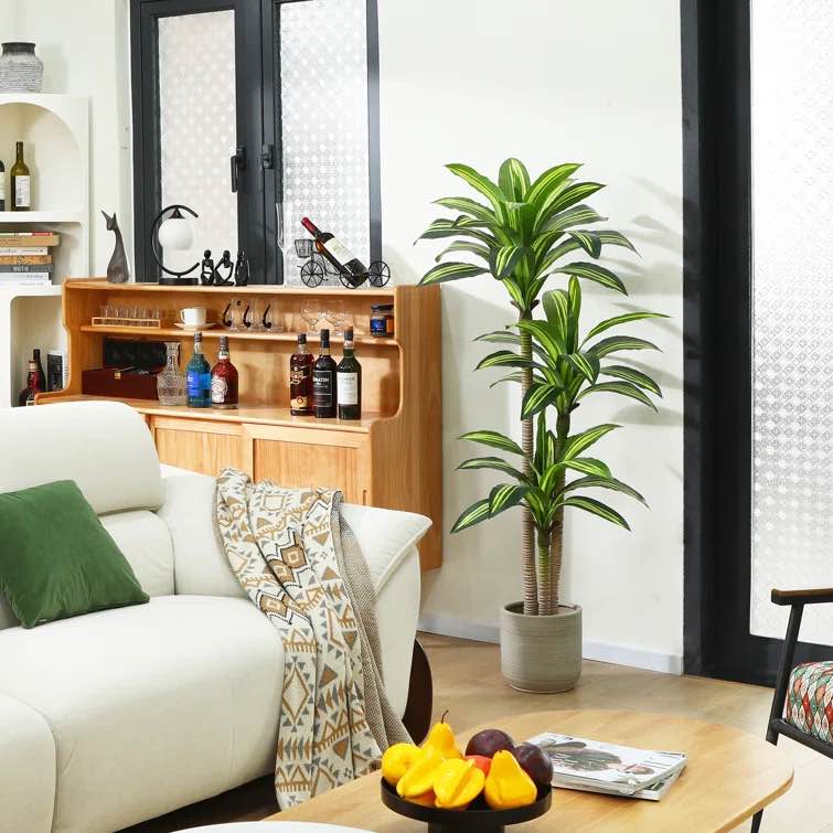 Adcock Artificial Dracaena Tree in Pot, Faux Dracaena Plant, Fake Tree for Home Decor