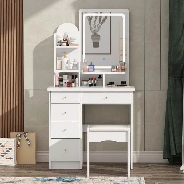 Moriah Vanity Set with Stool and Mirror