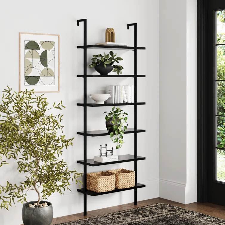 Chira 85" H x 30" W Steel Ladder Bookcase