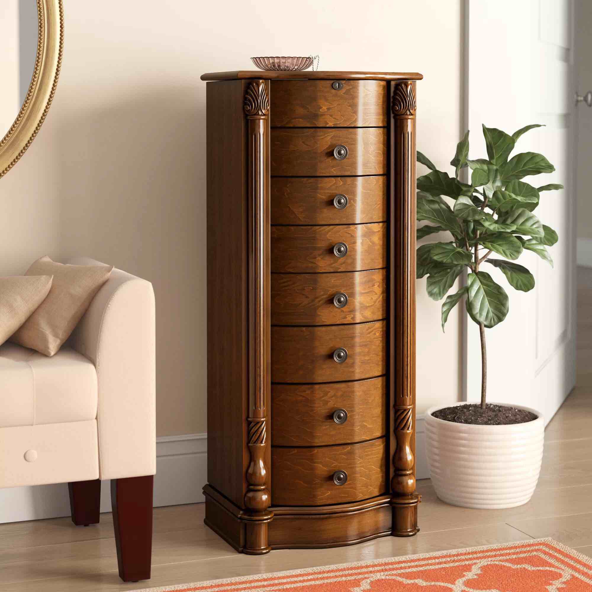 Jovany Freestanding Jewelry Armoire with Mirror