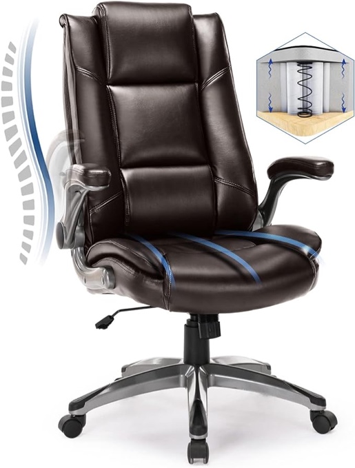 Ergonomic Bonded Leather Computer Chair with Adjustable Tilt Tension Padded Armrests