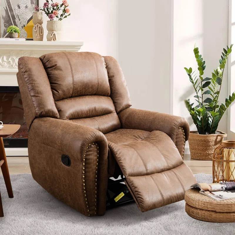 Chemika 40.9'' W Classic Super Soft And Oversize Top Faux Leather Manual Recliner With Rivets