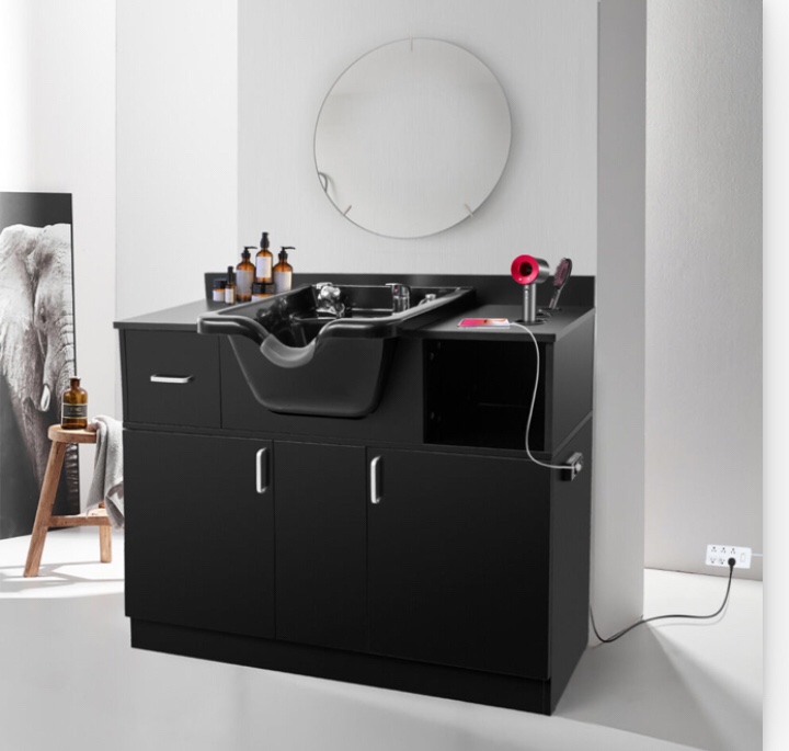 Backwash Shampoo Station Sink Bowl BeautySalon Drawer+P Trap+USB+Hair Dryer Hole