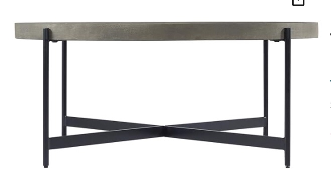 Alaterre Furniture Brookline 42" Round Wood with Concrete-Coating Coffee Table