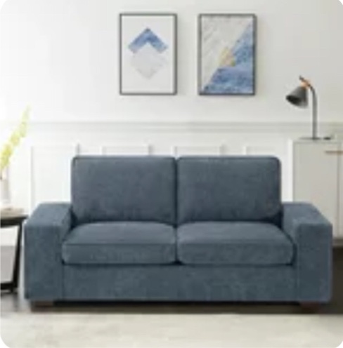 INGALIK 71.25" Modern Loveseat Sofa for Living Room, Chenille Sofa and Couch with Square Armrests, Removable Sofa Cushions and Detachable Sofa Cover, Easy to Install, 2 Seater, Blue