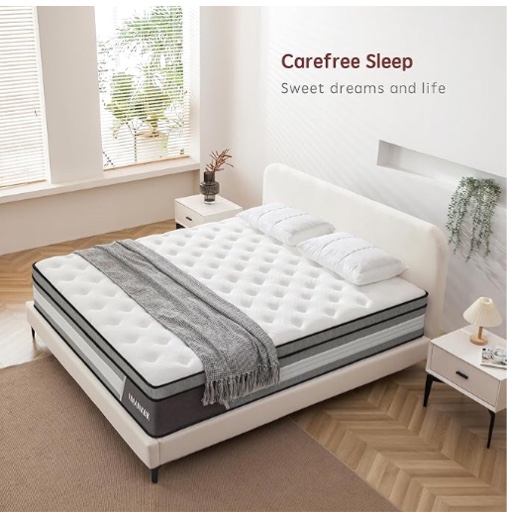 King Mattress, 12 Inch Innerspring Hybrid Mattress in a Box with Gel Memory Foam, Individually Wrapped Encased Coil Pocket Spring Mattress, Pressure Relief, Medium Firm Support, 76"*80"*12"