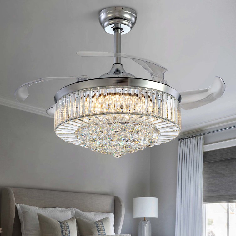 YY-8111GEILING FAN WITH LIGHT 48" Presnell Dimmable Crystal Ceiling Fan with LED Lights and Remote Control
