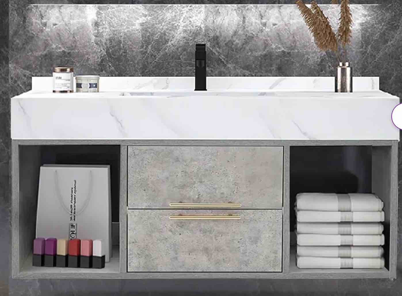 40'' Single Bathroom Vanity with Faux Marble Top