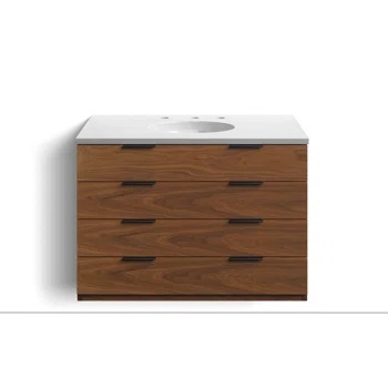 Bexley 36" Wall Mounted Single Bathroom Vanity with Quartz Top By AllModern