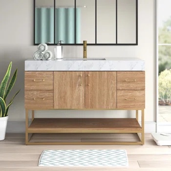 Annice 48'' Single Bathroom Vanity with Cultured Marble Top By Wade Logan