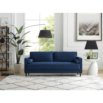 Lifestyle Solutions 75.6-in Casual Navy Blue Polyester/Blend 3-seater Sofa
