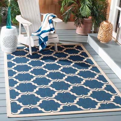 Similar To Stock Photo Bertran Geometric Navy Blue Indoor and Outdoor Area Rug