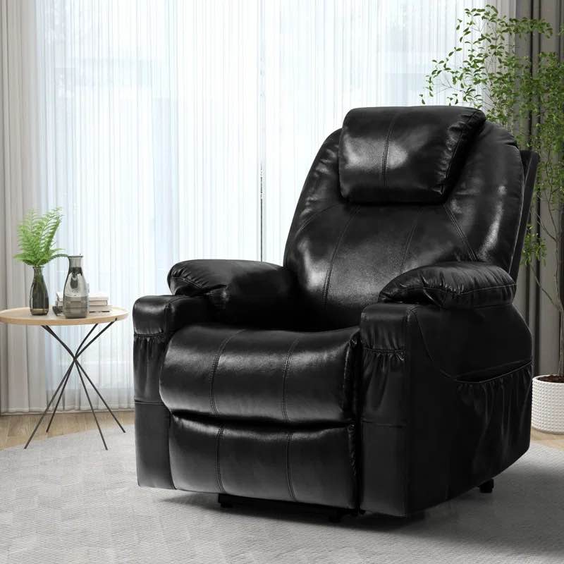 33.4'' Wide Genuine Leather Power Lift Recliner with Heating Vibration Massage ( Incomplete)