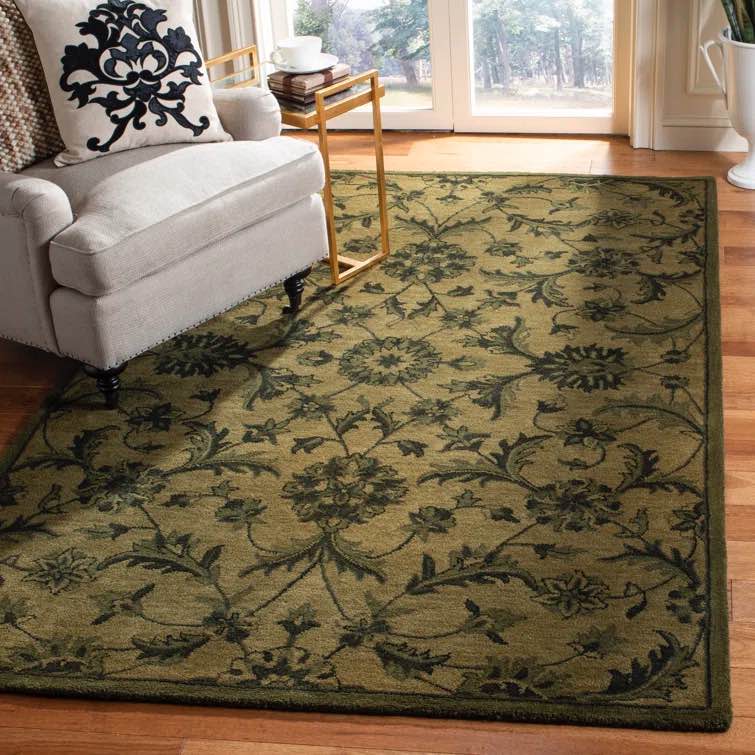 Dunbar Floral Handmade Tufted Wool Olive/Green Area Rug