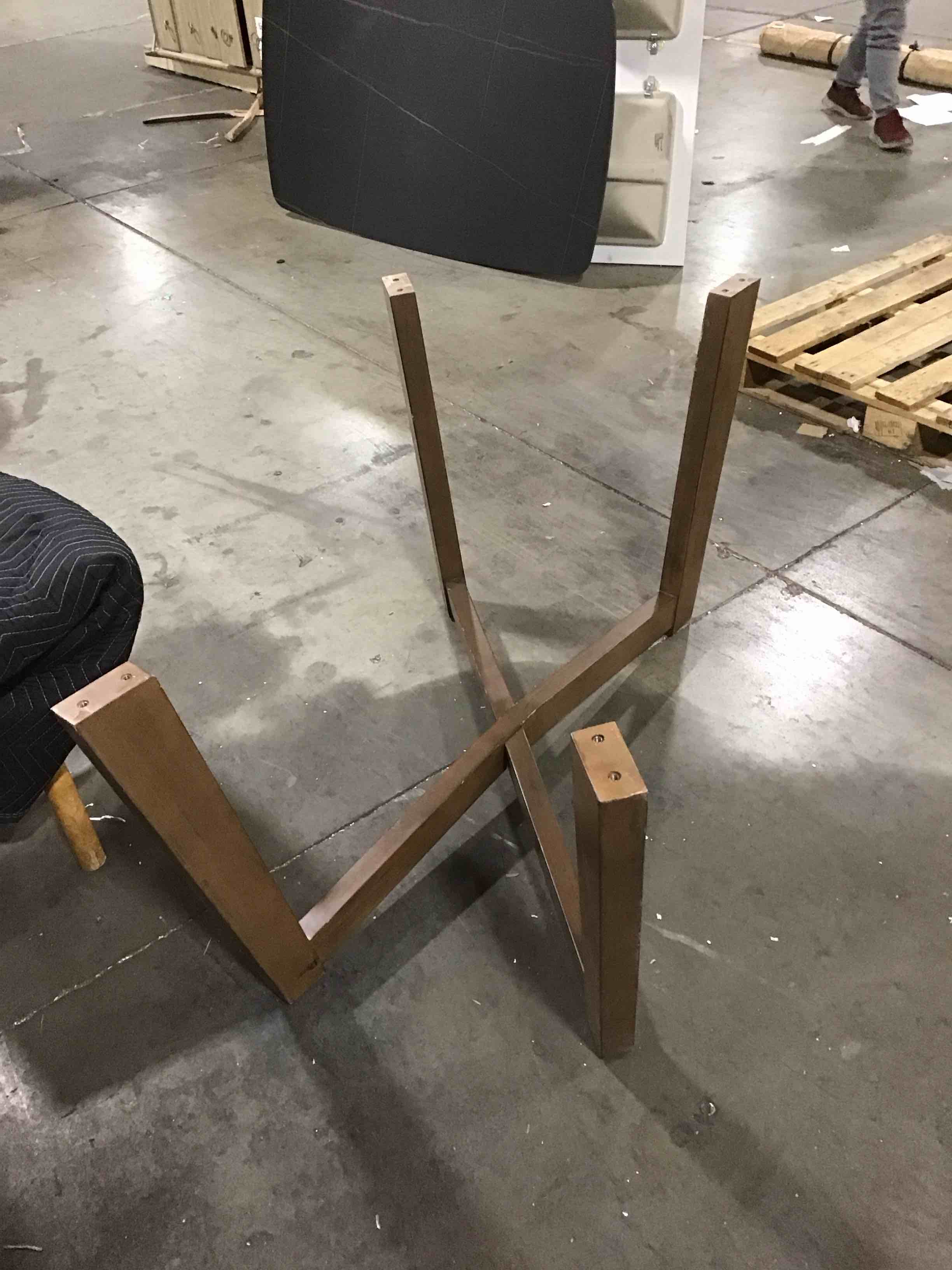 WOODEN CROSS BASE FOR DINING TABLE.