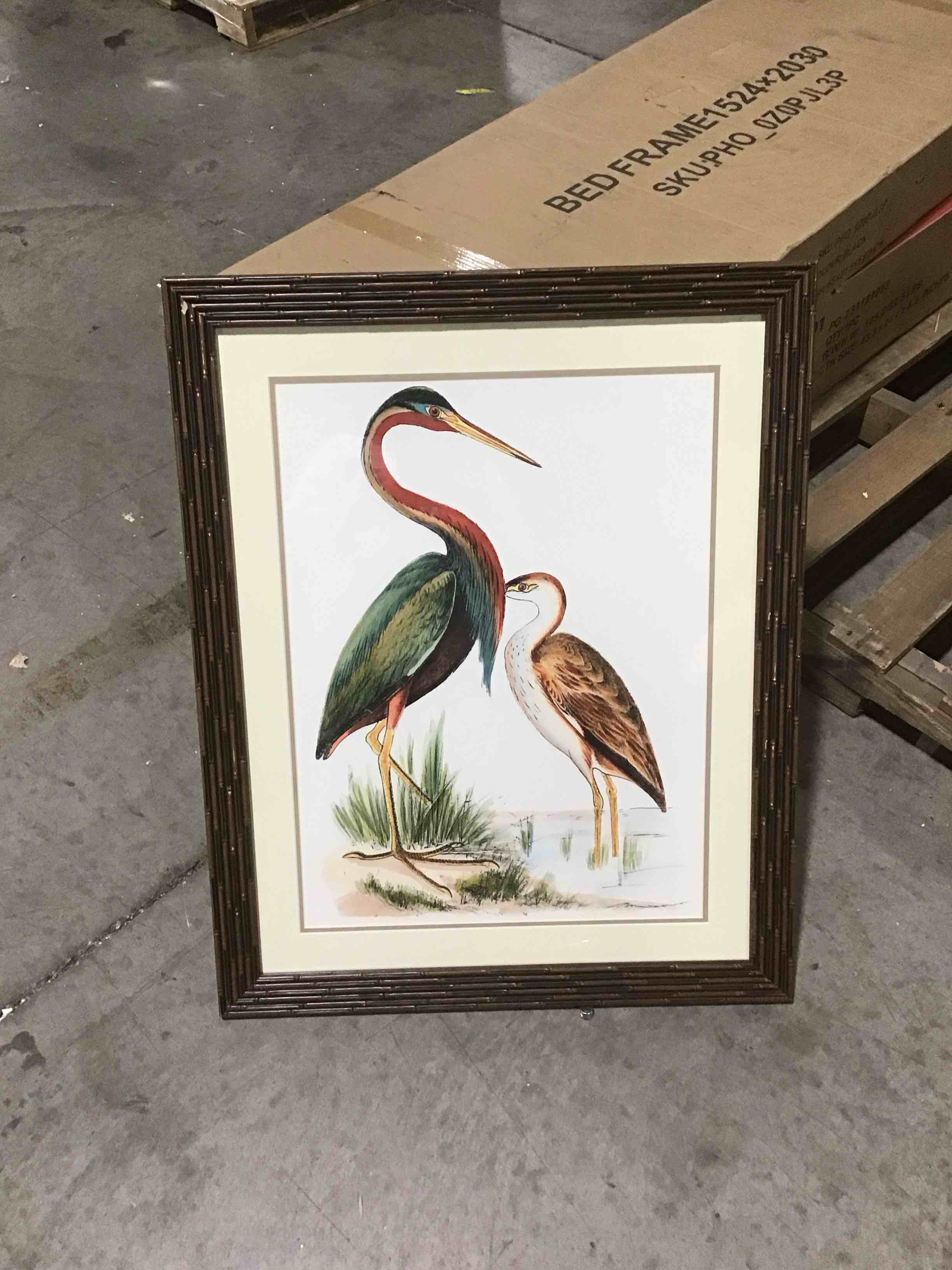 PRINTED AND FRAMED ART OF BIRDS. set of 3