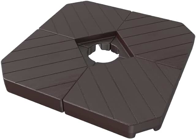 wikiwiki Large Base 4-Pc 430 Lbs Cantilever Hanging Patio Umbrella Base Heavy Duty Offset Weighted Base for M Series Offset Cantilever Umbrella (Dark Brown)