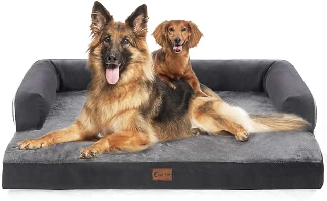 Casa Paw Memory Foam XXL Dog Bed with Bolsters, Cooling Dog Beds for Extra Large Dogs, Waterproof Orthopedic Dog Couch Bed with Removable Washable Cover, Nonskid Bottom 53.0"L x 42.0"W x 8.5"Th Dark Grey