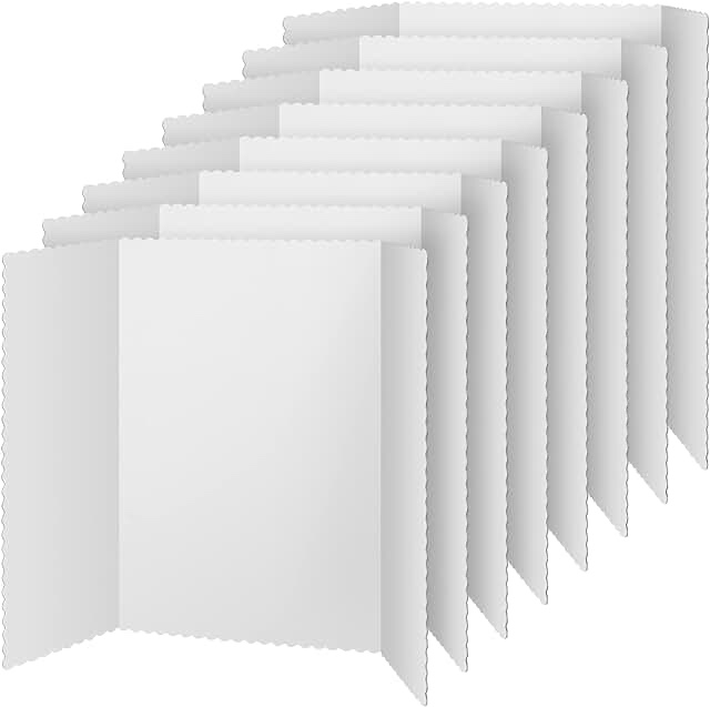 Kosiz 6 Pcs Tri Fold Presentation Board Portable Trifold Display Exhibition Board Corrugated Lightweight Poster Board for School Business Presentations Projects Memorial Photo (Black, 24 x 36'')