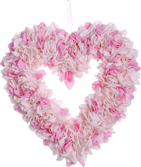 ORRHYUNII heart wreath Valentine’s Day  pink. Picture similar to lot photo.