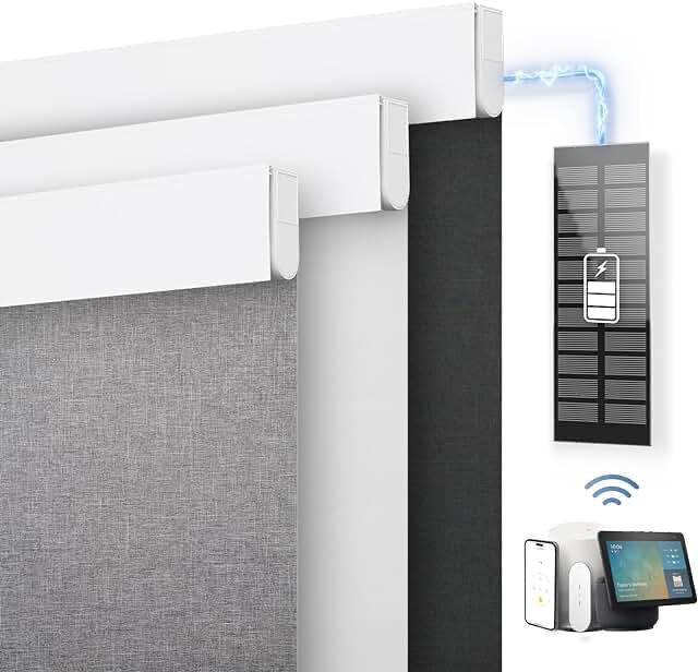 Allesin Motorized Roller Blinds with Remote Control for Windows, Blackout Smart Roller Shade, Battery Powered Electric Smart Blind for Home & Office(White,35" Wx72 H) White W35" X H72"
