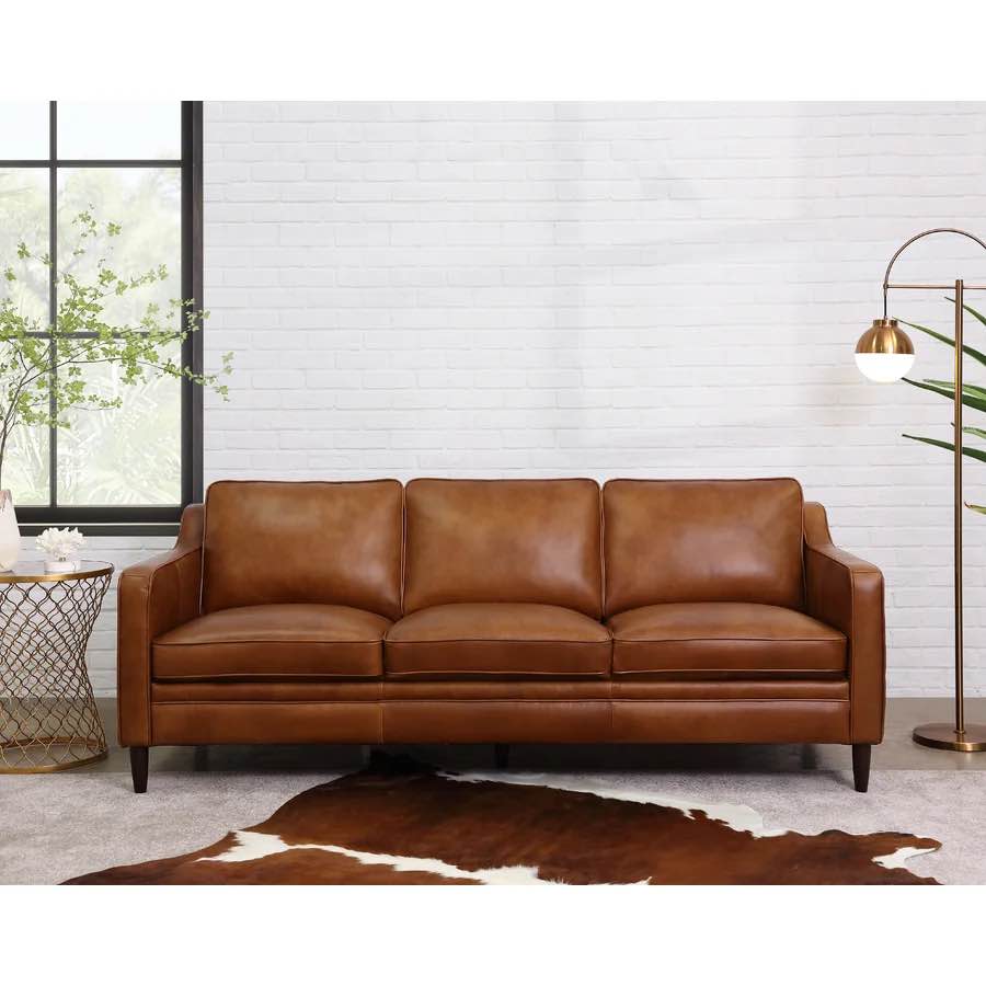 Ashtabula Leather Square Arm Sofa