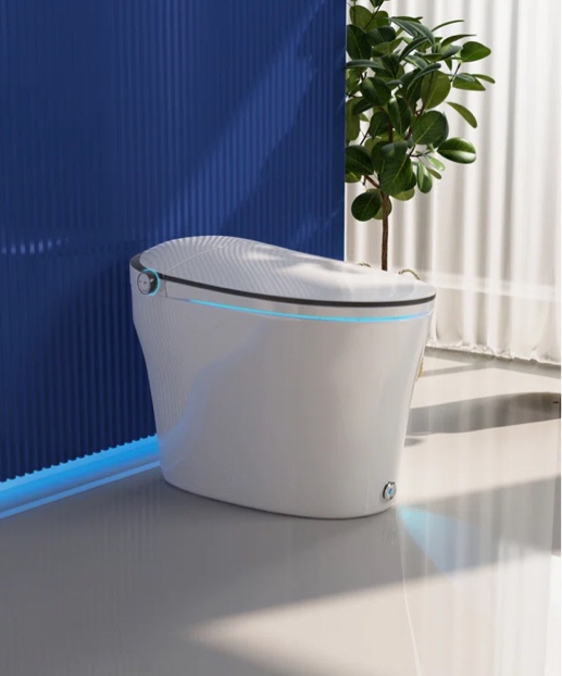 Smart Bidet Toilet Quiet-Closed Heated Seat Sensor Auto, Foot Kick & Blackout Flush, Warm Wash, Night Light