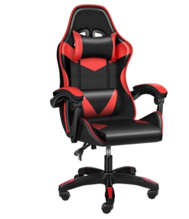 Simple Deluxe Racing Gaming, High Back Leather Ergonomic Adjustable Swivel Computer Chair with Headrest and Lumbar Support, 440lb Capacity,Red/Black(similar to stock photo)