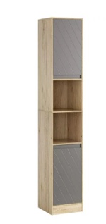 Homfa Tall Narrow Cabinet, 66.3" Free Standing Wood Bathroom Slim Tower with Doors and Adjustable Shelves, Oak Color
