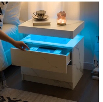 LED Nightstand with Drawers