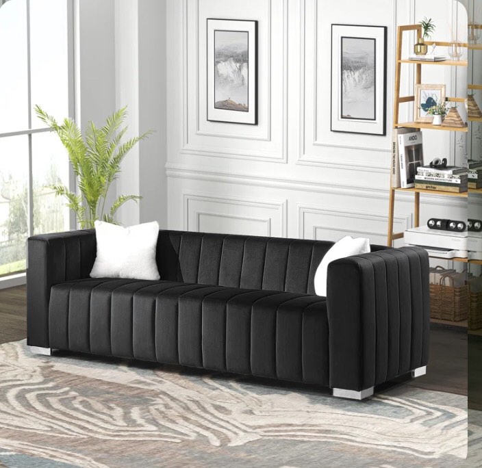 87'' Velvet Square Arm Sofa (incomplete)
