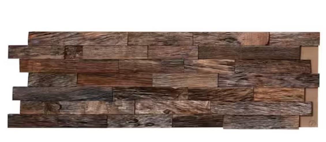 3/4 in x 7-7/8 in x 23-5/8 in Natural Mahogany 3D Solid Hardwood Interlocking Wall Plank