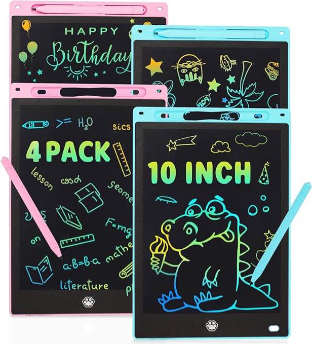 TECJOE 4 Pack LCD Writing Tablet, 8.5 Inch Colorful Doodle Board Drawing Tablet for Kids, Kids Travel Games Activity Learning Toys Christmas Birthday Gifts for 3 4 5 6 Year Old Boys Girls Toddlers