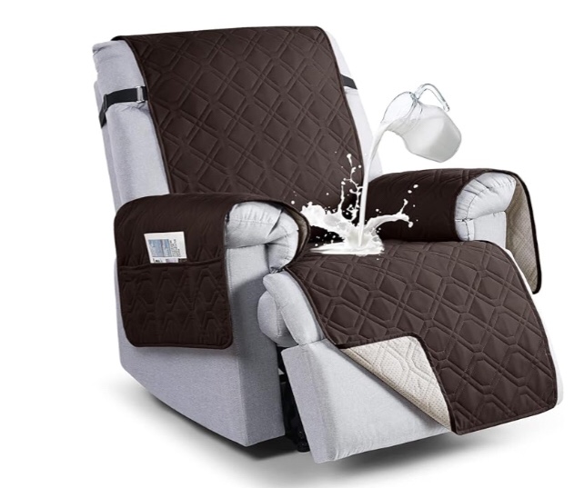 100% Waterproof Recliner Chair Covers, Recliner Cover Non-Slip Dog Chair Cover Furniture Protector Washable Slipcover with Pocket, Elastic Straps for Pets, Dogs(Chocolate, 30")(Similar to stock photo)