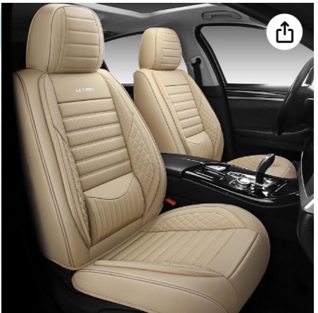 LEYJOIN Fully Covered Automotive Car Seat Covers with Waterproof Nappa Leatherette Universal Fit for Most Cars Sedans SUVs and Pick-up Trucks with 5 Seats (Beige, Full Set)(Similar to stock photo)