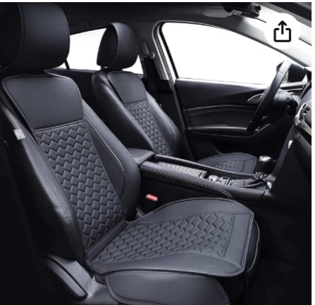  Elantrip 2PCs Front Car Seat Covers Leather Water Proof Seat Protector Universal fit for Most Cars SUVs and Trucks Black