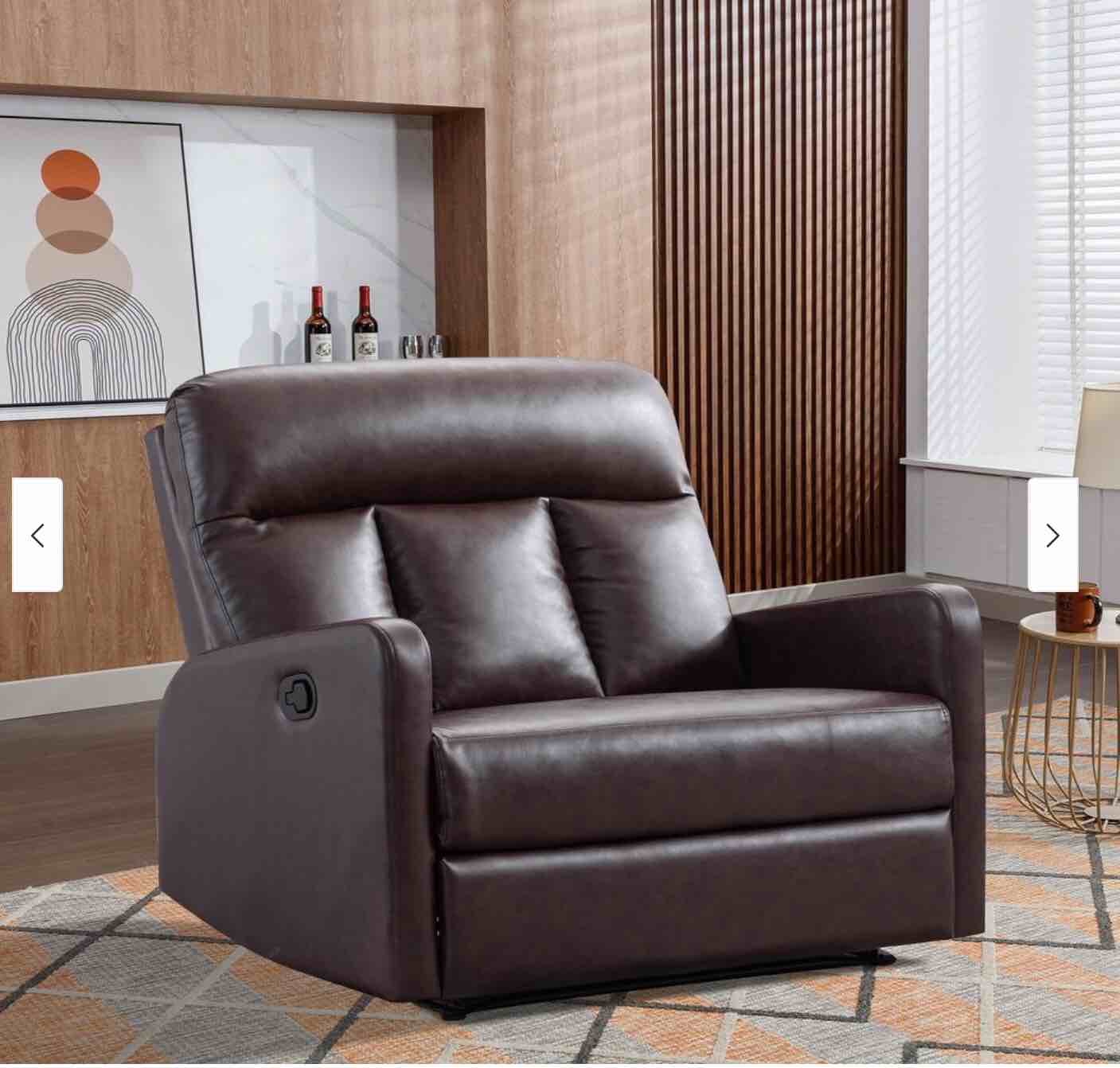ANJ Oversized Wide Recliner Chair Faux Leather 2-Seater Recliners Roomy Manual Reclining Chairs for Living Room, Perfect for Pups to Sit Together, Brown