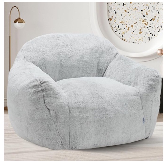 Homguava Giant Bean Bag Chair,Bean Bag Sofa Chair with Armrests, Bean Bag Couch Stuffed High-Density Foam, Plush Lazy Sofa Comfy Chair,Large BeanBag Chair for Adults in Livingroom,Bedroom (Light Grey)(similar to stock photo)