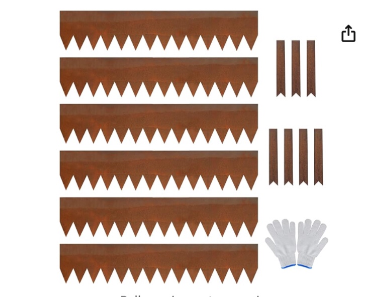 Weysat 8 Pcs Pre Rusted Metal Steel Landscape Edging 40 x 8 Inch Garden Edging Border Decorative Lawn Edging Border with 8 Pcs Edging Strips for Outdoor Yard(Brown)