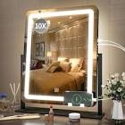 FENNIO Vanity Mirror with Lights 22"x19", LED Lighted Makeup Mirror, Large Makeup Mirror with Lights, Touch Screen with 3-Color Lighting, 5X Magnification, Dimmable, for Vanity Desk Tabletop, Bedroom