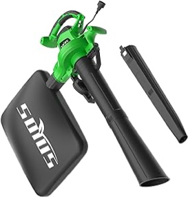SOYUS 3-in-1 Electric Leaf Blower, Vacuum and Mulcher - 12Amp 365CFM Leaf Vac with Metal Impeller, 2-Speed Blower for Lawn Care with Bag and 10:1 Mulch Ratio