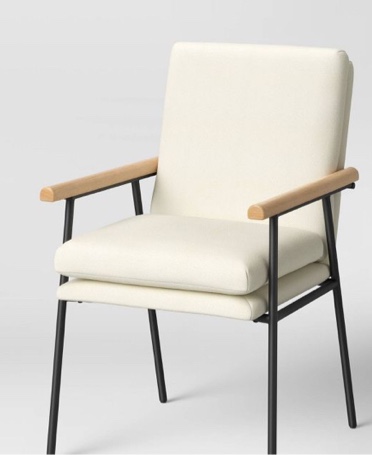 Lewes Wood Arm Upholstered Dining Chair with Metal Legs - Threshold™