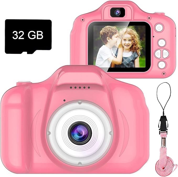 Dylanto Upgrade Kids Selfie Camera, Christmas Birthday Gifts for Girls&Boys Age 3-9, HD Digital Video Cameras for Toddler, Portable Toy for 3 4 5 6 7 8 Year Old Girls&Boys with 32GB SD Card (Purple
