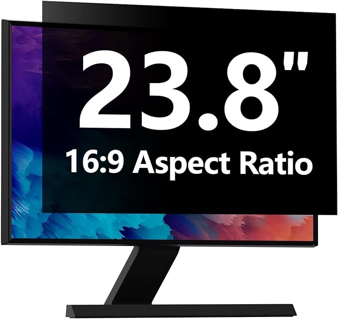 Computer Privacy Screen Protector 24 Inch with Hp Dell Acer Asus Samsung LG and More, Removable Security Shield Filter for 16:9 Aspect Ratio Monitor Like ViewSonic Sceptre AOC Koorui BenQ and More 24" Diagonal 16:9 1 Pack