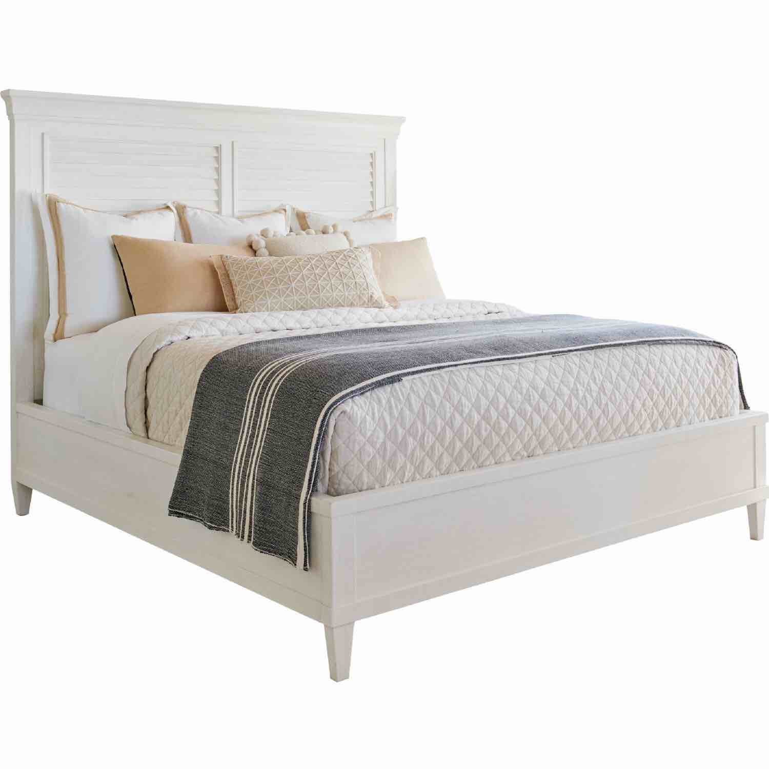 **INCOMPLETE** Royal Palm Louvered Shutter Queen Headboard in Shell White Wood by Tommy Bahama Home