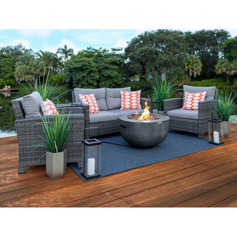 Rastko 4 - Person Outdoor Seating Group with Grey Cushions